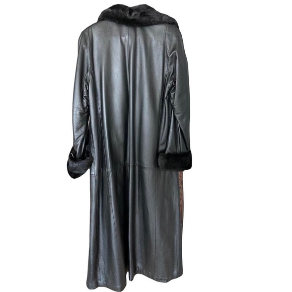 Chosen Couture leather full length coat with fur trim - Picture 2 of 8
